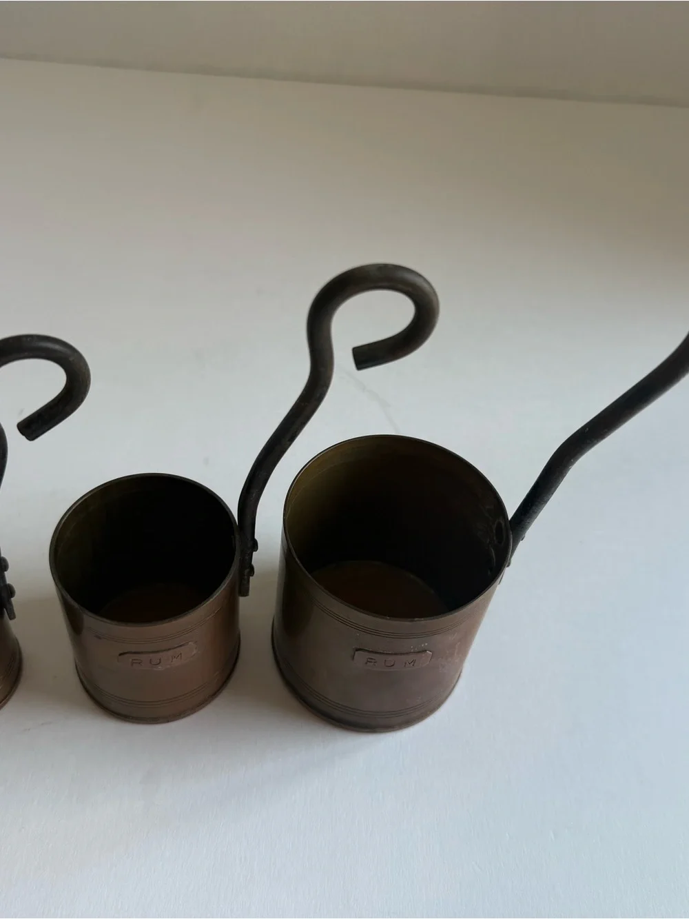 Vintage Copper Rum Spirit Measures Set of 3 Barware